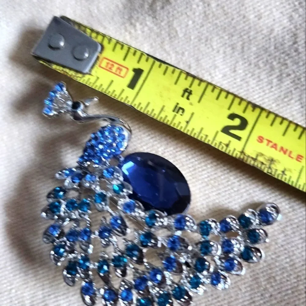 Elegant Blue Peacock Brooch